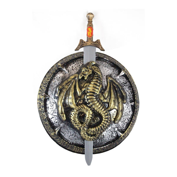 KNIGHT SWORD & SHIELS SET W/ BRONZE DRAGON